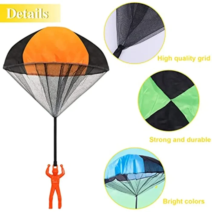 Mão jogando brinquedo paraquedas para crianças, Brinquedos engraçados ao ar livre, Fly Parachute Sport, Jogos educativos com mini soldado 5