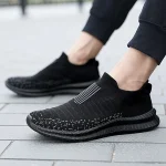 Tênis respiráveis para homens, Tênis de corrida confortáveis, Tênis ao ar livre, Tênis de caminhada slip-on, Tênis de corrida 4