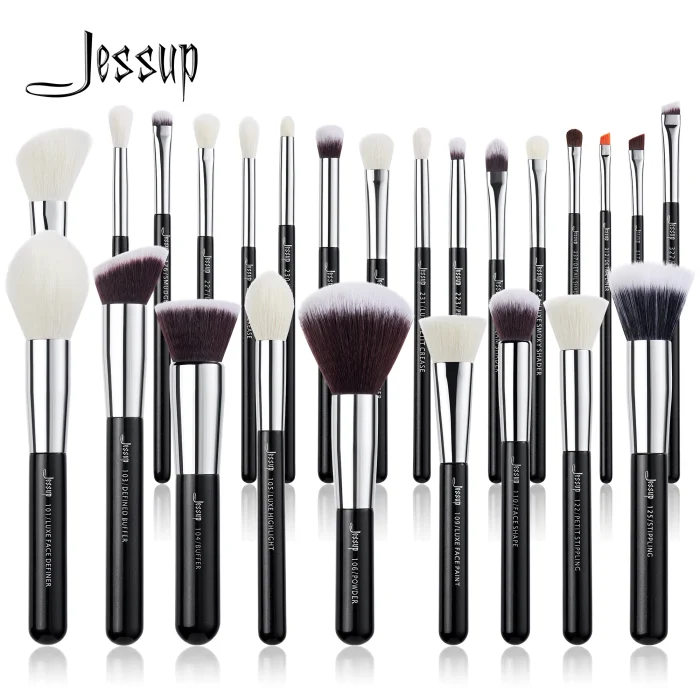 Pincéis de maquiagem jessup 6- 25pcs compõem o conjunto de escova profissional base sintética natural pó contorno mistura da sombra 1