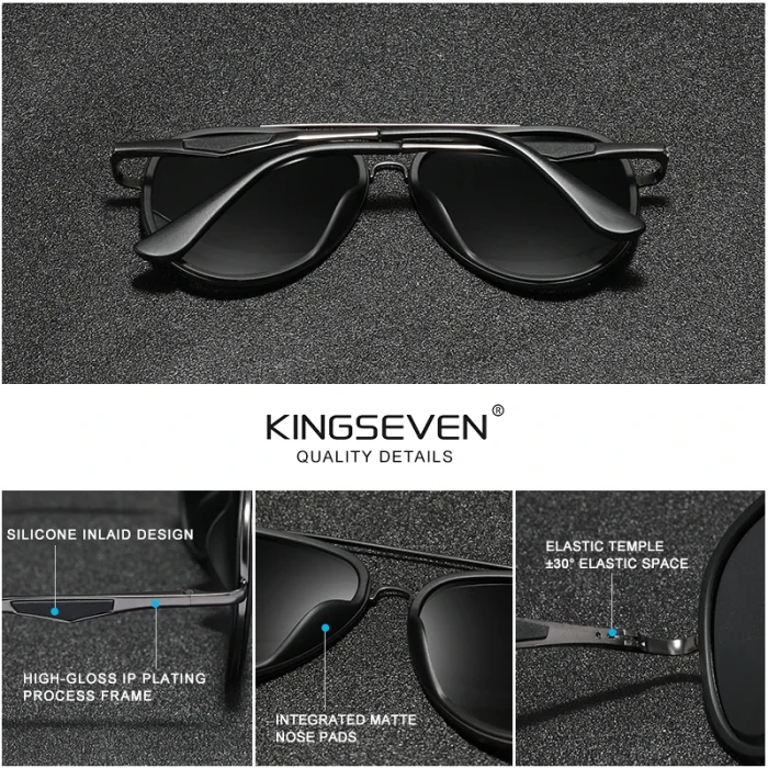 KINGSEVEN-Óculos de sol polarizados piloto clássico masculino, óculos de sol com bloqueio UV, marca N7936, 2022 3